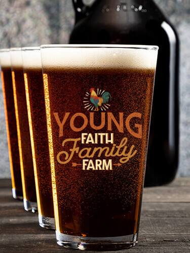 Faith Family Farm NA 1 Color Printed Growler 4 Color Pint Glass Gift Set