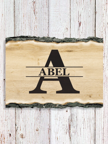 Family Monogram NA Faux Sliced Log Plaque