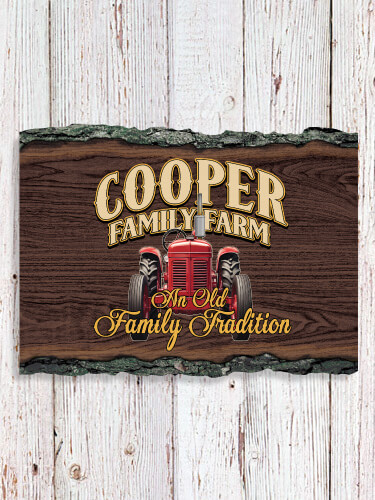 Farming Family Tradition NA Faux Sliced Log Plaque