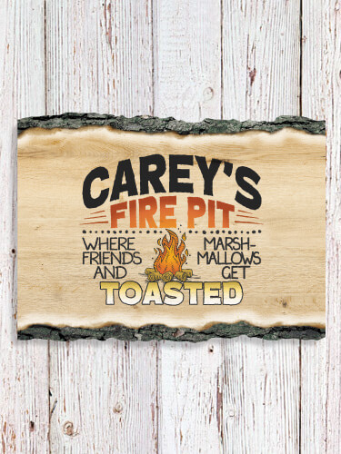 Fire Pit NA Faux Sliced Log Plaque