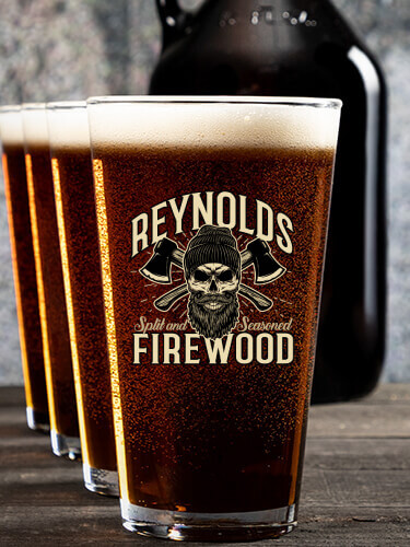 Firewood NA 1 Color Printed Growler 4 Color Pint Glass Gift Set