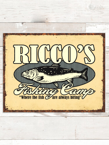 Fishing Camp NA Tin Sign 16 x 12.5