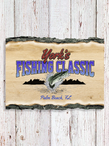 Fishing Classic NA Faux Sliced Log Plaque