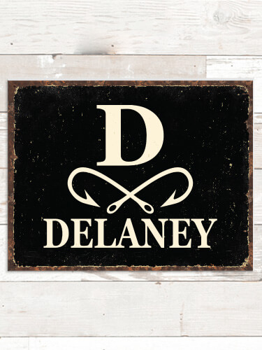 Fishing Monogram NA Tin Sign 16 x 12.5