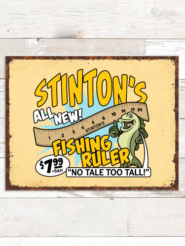 Fishing Ruler NA Tin Sign 16 x 12.5