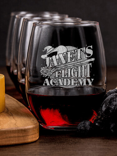 Flight Academy NA 1 Cheese Board 4 Wine Glass Gift Set - Engraved