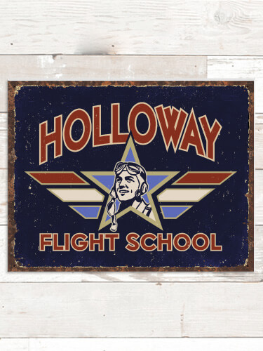 Flight School NA Tin Sign 16 x 12.5