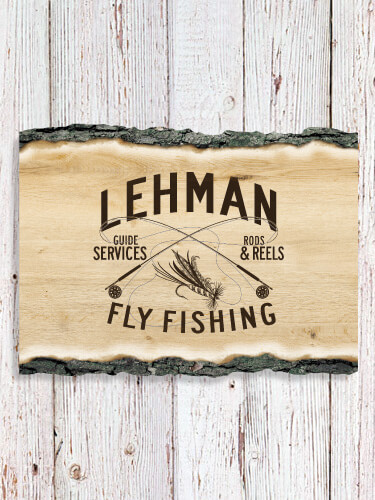 Fly Fishing Guide NA Faux Sliced Log Plaque