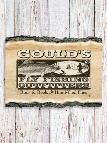 Fly Fishing NA Faux Sliced Log Plaque