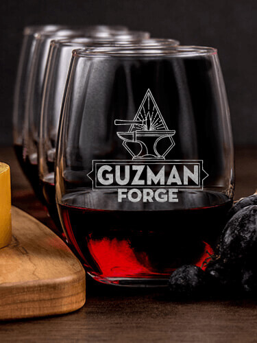 Forge NA 1 Cheese Board 4 Wine Glass Gift Set - Engraved