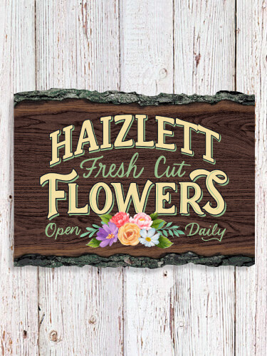 Fresh Cut Flowers NA Faux Sliced Log Plaque