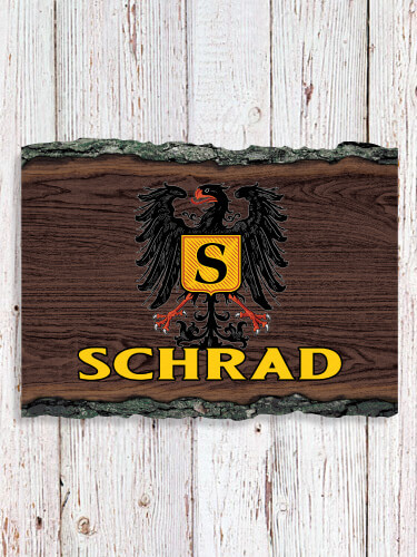 German Monogram NA Faux Sliced Log Plaque