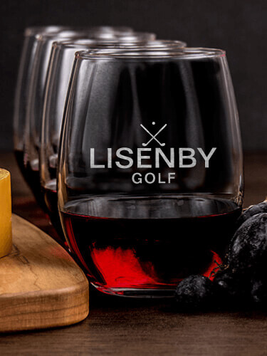 Golf NA 1 Cheese Board 4 Wine Glass Gift Set - Engraved