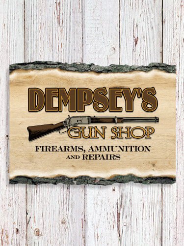 Gun Shop NA Faux Sliced Log Plaque