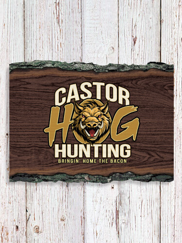 Hog Hunting NA Faux Sliced Log Plaque