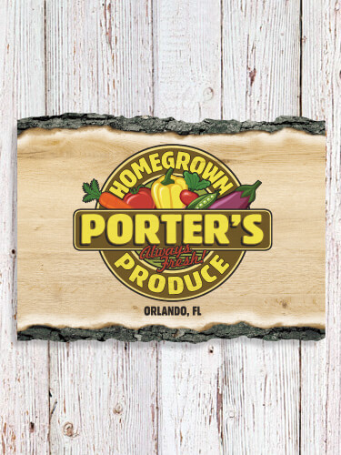 Homegrown Produce NA Faux Sliced Log Plaque