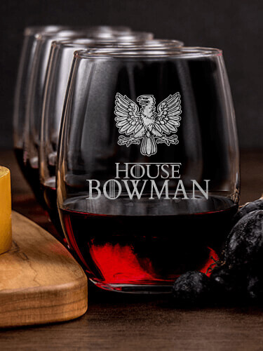 House NA 1 Cheese Board 4 Wine Glass Gift Set - Engraved