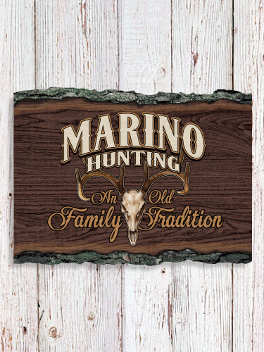 Hunting Family Tradition NA Faux Sliced Log Plaque