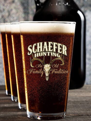 Hunting Family Tradition NA 1 Color Printed Growler 4 Color Pint Glass Gift Set