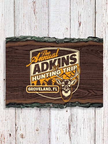 Hunting Trip NA Faux Sliced Log Plaque