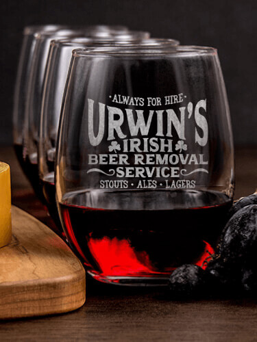 Irish Beer Removal Service NA 1 Cheese Board 4 Wine Glass Gift Set - Engraved
