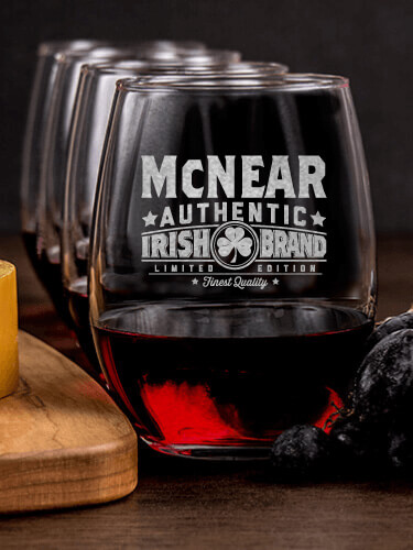 Irish Brand NA 1 Cheese Board 4 Wine Glass Gift Set - Engraved