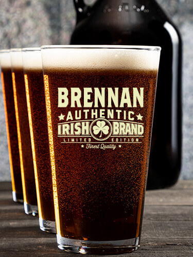 Irish Brand NA 1 Color Printed Growler 4 Color Pint Glass Gift Set