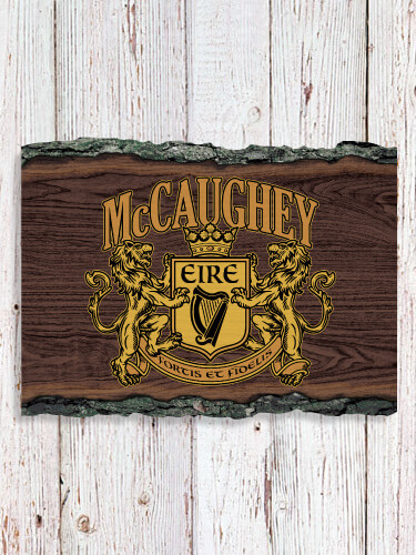 Irish Crest NA Faux Sliced Log Plaque