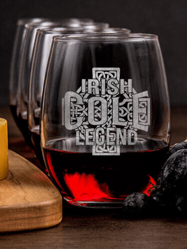 Irish Legend NA 1 Cheese Board 4 Wine Glass Gift Set - Engraved