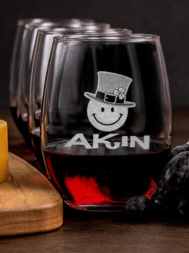 Irish Smiley NA 1 Cheese Board 4 Wine Glass Gift Set - Engraved