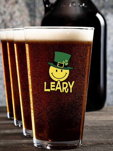 Irish Smiley NA 1 Color Printed Growler 4 Color Pint Glass Gift Set