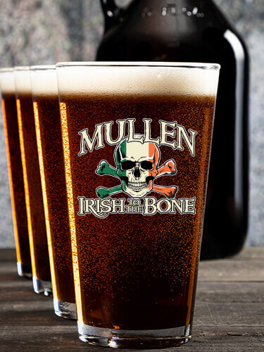 Irish to the Bone NA 1 Color Printed Growler 4 Color Pint Glass Gift Set