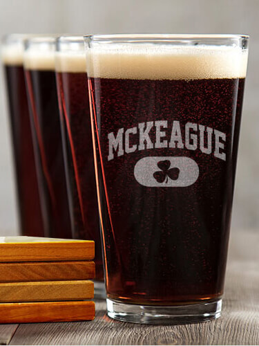 Irish Varsity NA 4 Pint Glass - Engraved 4 Coaster Gift Set