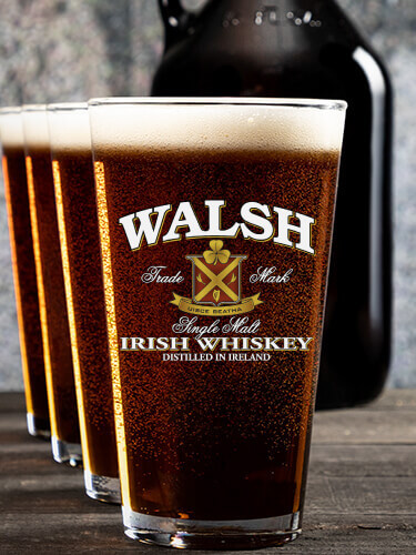 Irish Whiskey NA 1 Color Printed Growler 4 Color Pint Glass Gift Set