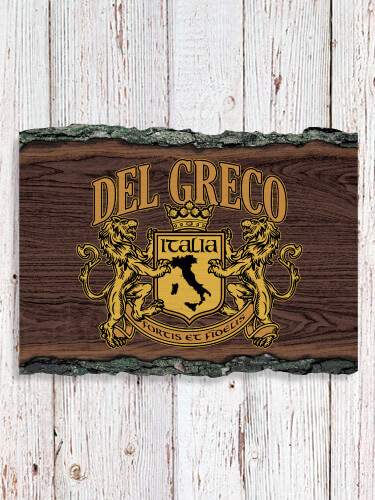 Italian Crest NA Faux Sliced Log Plaque