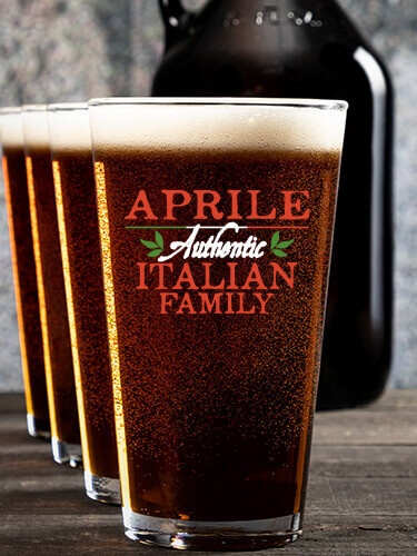 Italian Family NA 1 Color Printed Growler 4 Color Pint Glass Gift Set