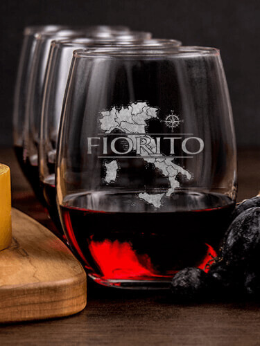Italian Heritage NA 1 Cheese Board 4 Wine Glass Gift Set - Engraved