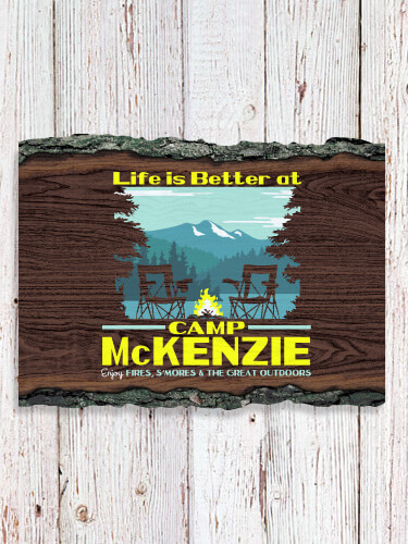 Life Is Better NA Faux Sliced Log Plaque