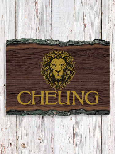 Lion NA Faux Sliced Log Plaque