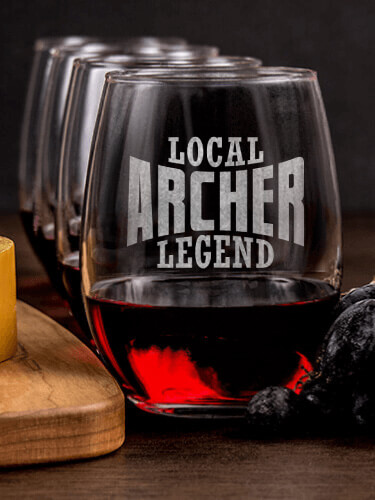 Local Legend NA 1 Cheese Board 4 Wine Glass Gift Set - Engraved