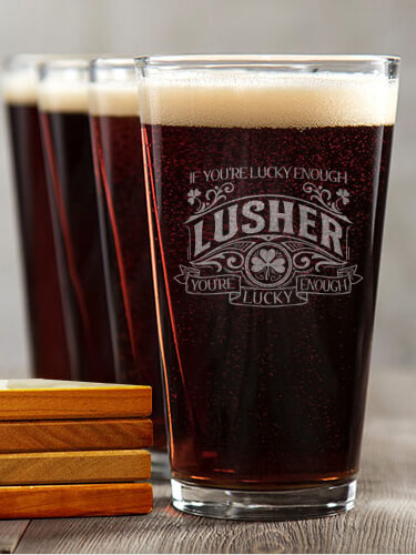 NA Lucky Enough Personalized pint-coaster-set 