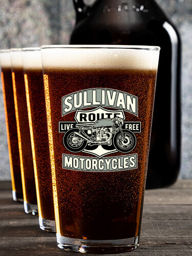 Motorcycles NA 1 Color Printed Growler 4 Color Pint Glass Gift Set