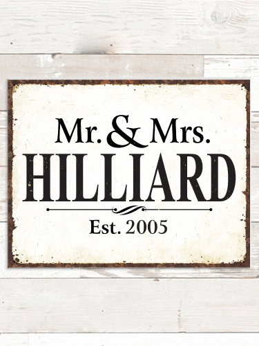 Mr and Mrs NA Tin Sign 16 x 12.5