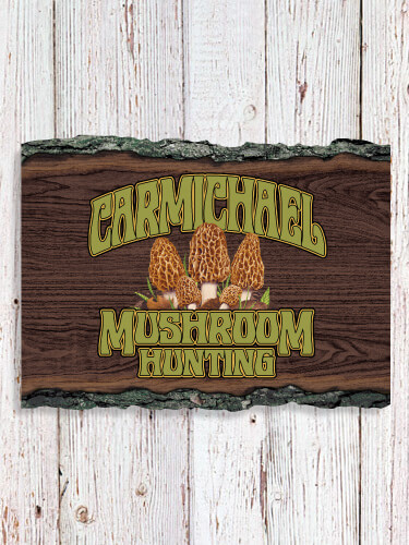 Mushroom Hunting NA Faux Sliced Log Plaque