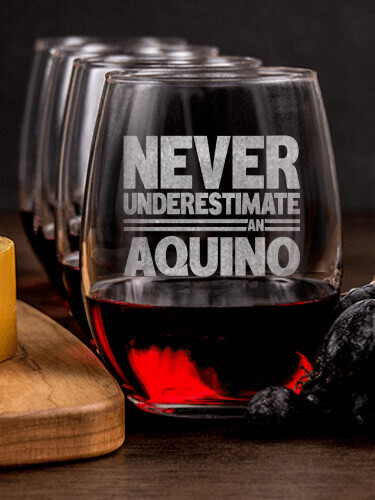 Never Underestimate Italian NA 1 Cheese Board 4 Wine Glass Gift Set - Engraved