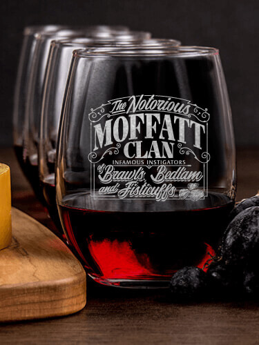 Notorious Clan NA 1 Cheese Board 4 Wine Glass Gift Set - Engraved