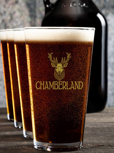 Old Stag NA 1 Color Printed Growler 4 Color Pint Glass Gift Set