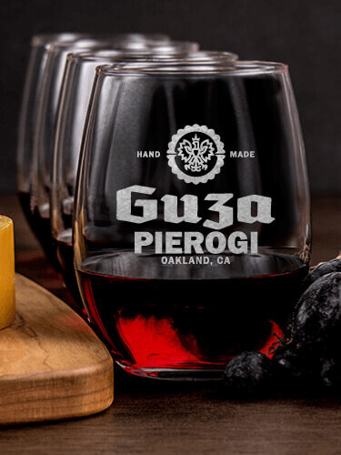 Pierogi NA 1 Cheese Board 4 Wine Glass Gift Set - Engraved