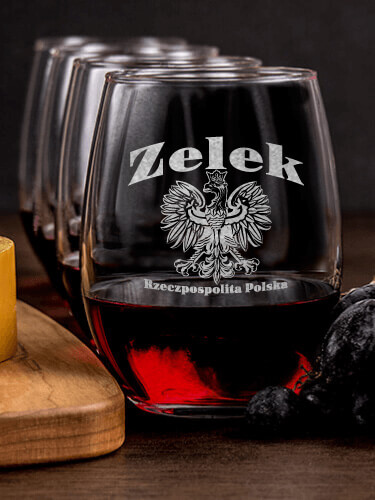 Polish Eagle NA 1 Cheese Board 4 Wine Glass Gift Set - Engraved