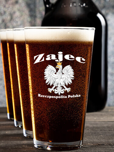 Polish Eagle NA 1 Color Printed Growler 4 Color Pint Glass Gift Set